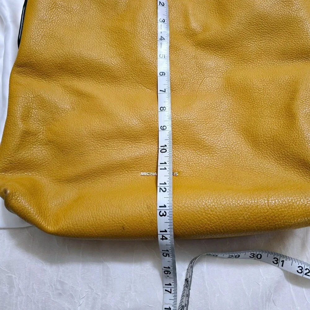 Michael Kors Brooklyn Large Leather Shoulder Handbag Purse Yellow